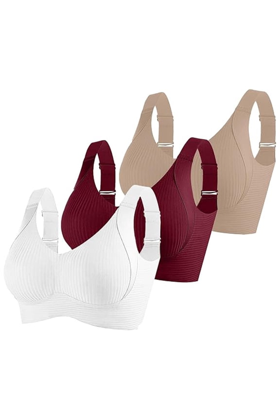 Wireless Bras for Women Support 3 Pack Pull on Plus Size Wide Strap No Underwire Push up Bralette Full Coverage Comfortable Seamless Padded Bras M-3XL