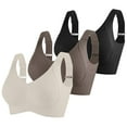 thumbnail image 1 of REORIAFEE Wireless Bras for Women Support Pack of 3 Pull on Plus Size Wide Strap No Underwire Push up Bralette Full Coverage Comfortable Seamless Padded Bras M-3XL, 1 of 5