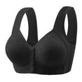 thumbnail image 1 of REORIAFEE Woman Bras Front Closure Wireless Back Support Slightly Padded Gathered Daily Bra Wirefree Bras Comfy Corset Bra Wide Strap Bra Comfortable Breathable Brassiere Anti-Sagging Bra Black 36, 1 of 2