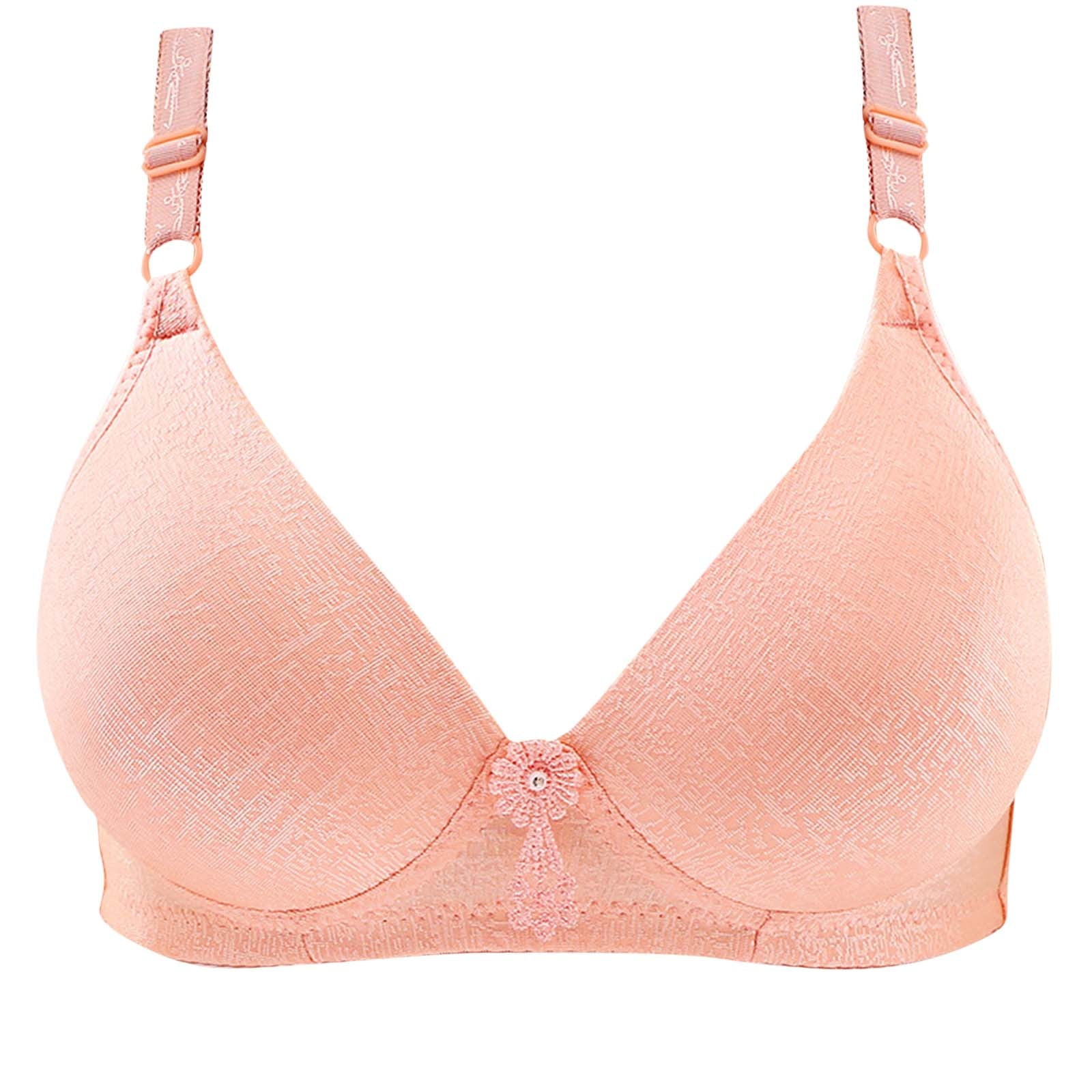 REORIAFEE Women Push Up Bra Plus Size Comfortable Breathable Bra Wireless  Underwear Pink L 
