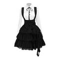 thumbnail image 1 of REORIAFEE Women Gothic Dress Vintage Party Dress Medieval Vintage Dresses V Neck Gothic Lace Hem Long Sleeve Long Shirt Suit Dress Black S, 1 of 3