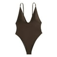 thumbnail image 1 of REORIAFEE Women One Piece Swimsuit Push Up Bathing Suit Slimming Swimwear Tropical Beachwear Backless Deep V Bikini Wireless Swimwear Coffee M, 1 of 7