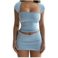 thumbnail image 1 of REORIAFEE Women Outfits Sets Summer Sexy Cute Festival Outfits Women's Sexy Two Piece Outfits Sleeveless Camisole Tank Tops Mini Skirt Summer Sets Sky Blue S, 1 of 6