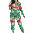 thumbnail image 1 of REORIAFEE Women Pajama Sets Christmas 2 Piece Plus Size Loungewear Long Sleeve Top and Jogger Snowflake Soft Sleepwear Green XL-5XL, 1 of 6