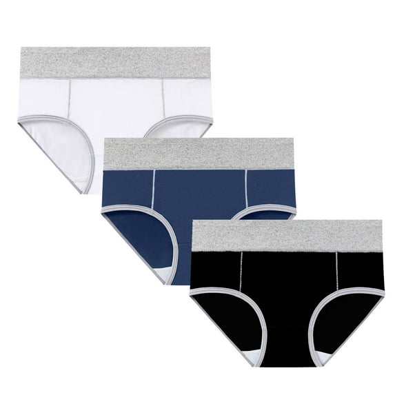 REORIAFEE Women Period Underwear Briefs Cotton 3PC Mid Waist Period Briefs Strechy Breathable Menstrual Panties Soft Comfy Underwear Lingerie Navy M