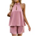 thumbnail image 1 of REORIAFEE Women Vacation Outfits Yoga Set Women's Fashion Casual Spring Summer Round Neck Sleeveless Blouse Tops Pink M, 1 of 8
