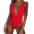 thumbnail image 1 of REORIAFEE Women's Basic One Piece Swimsuit Retro Athletic Swimwear Retro Bikini Bikini Set Swimwear Push Up Padded Swimsuit Beachwear Red S, 1 of 7