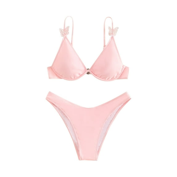 REORIAFEE Women's Bathing Modest Tankini Swimsuit Tropical Beachwear Straps Color Block Split Swimsuit Bikini Beachwear Set Pink L