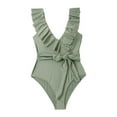 thumbnail image 1 of REORIAFEE Women's Bikini Quick Dry Modest Swimsuit Sports Bathing Suit Beach Vacation Bathing Suit Lace Ruffle Swimsuit Green L, 1 of 9