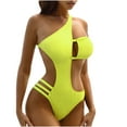 thumbnail image 1 of REORIAFEE Women's Bikini Set Beach Swimwear Tropical Bikini One Piece Hollow Out Push Up Bikini Pad Swimwear Beachwear Yellow L, 1 of 9