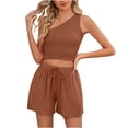 thumbnail image 1 of REORIAFEE Women's Bikini Sets Country Concert Outfit Summer Suit Vest Casual Short Sleeveless Cropped Fashion Body Women Clothing Brown M, 1 of 6