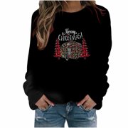 REORIAFEE Women's Nightmare Before Christmas Shirt Christmas Round Neck Sweater Loose Sweatshirt Black S