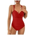 thumbnail image 1 of REORIAFEE Women's One Piece Swimsuit Slimming Bathing Suit 1 Piece Swimwear Vintage Beachwear One Piece Bandage Swimsuit Red XL, 1 of 7