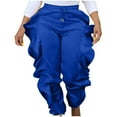 thumbnail image 1 of REORIAFEE Women's Pants with Drawstring Not Wide Leg Solid Print Palazzo Pants Wooden Trim Drawstring Casual Pants Lightweight Baggy Stretchy Trousers 2024 Trending Fashion Clothing, 1 of 7