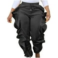 thumbnail image 1 of REORIAFEE Women's Pants with Drawstring Not Wide Leg Solid Print Palazzo Pants Wooden Trim Drawstring Casual Pants Lightweight Baggy Stretchy Trousers 2024 Trending Fashion Clothing, 1 of 7