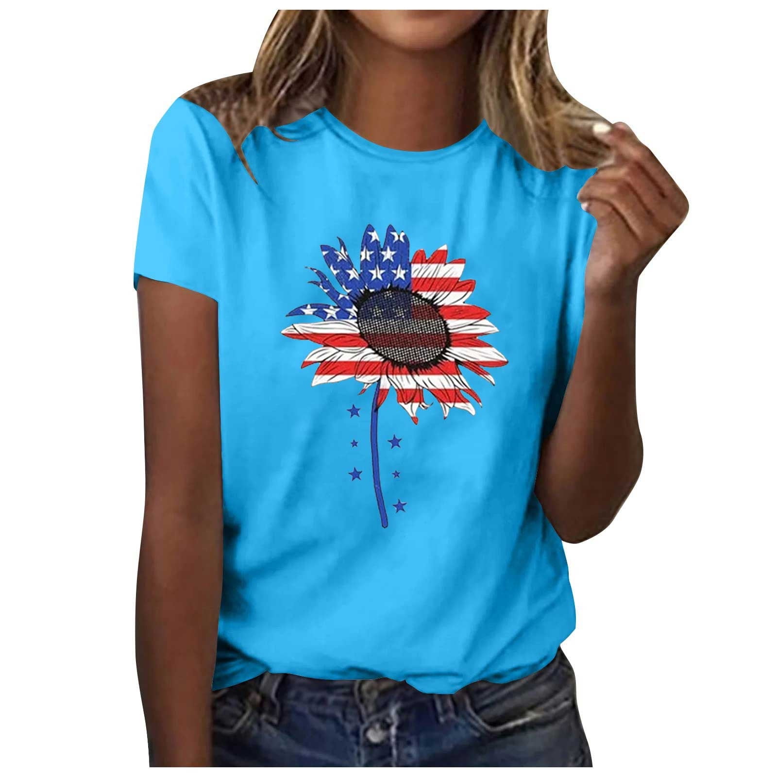 REORIAFEE Women's Plus Size 4th of July Independence Day TShirt