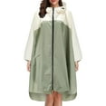thumbnail image 1 of REORIAFEE Women's Plus Size Long Hooded Raincoat Lightweight Waterproof Windbreaker Jacket Rain Jacket Coat Print Hooded Adults With Pockets Tops Green One Size, 1 of 5