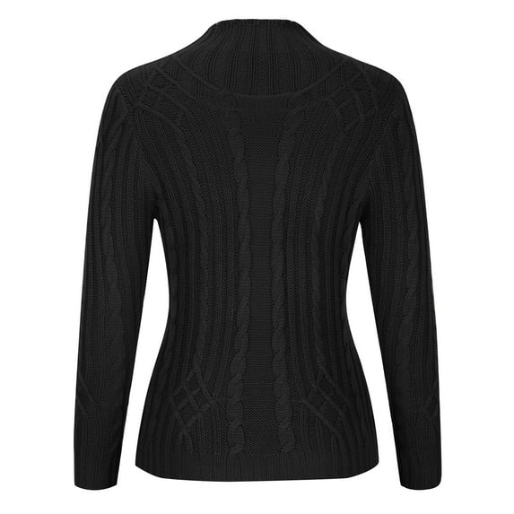 REORIAFEE Women's Pullover Sweater Knit Tops Casual Fall Sweater Blouses Long Sleeve Turtle Neck Solid Color Sweater Leisure Turtleneck Modern Pullover Black XL