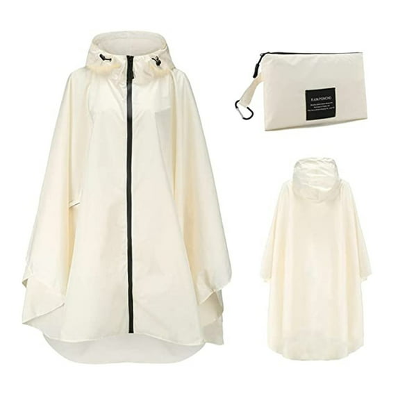 REORIAFEE Women's Raincoat Women's Plus Size Long Hooded Raincoat Lightweight Waterproof Windbreaker Jacket Rain Jacket Coat Print Hooded Adults With Pockets Tops Beige1