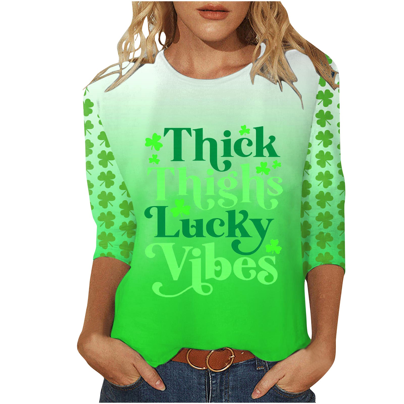 REORIAFEE Women's St Patrick's Day Shirt Leprechaun Clover TShirt