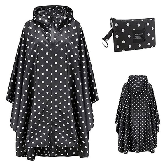 REORIAFEE Women's Trench Coat Women's Plus Size Long Hooded Raincoat Lightweight Waterproof Windbreaker Jacket Rain Jacket Coat Print Hooded Adults With Pockets Tops Black3