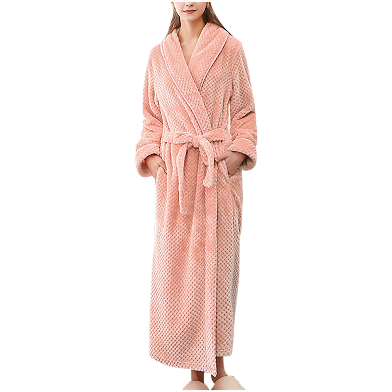 Long Robe Winter Pattern REORIAFEE Women's Warm Fleece Winter Long Plush Cardigan Bathrobe ...