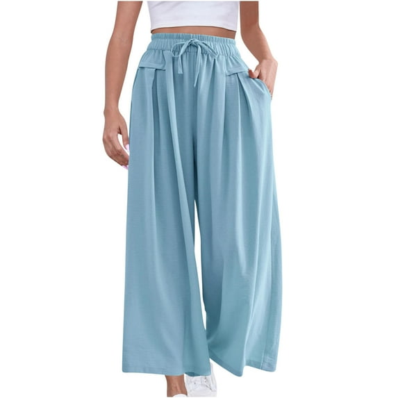 REORIAFEE Womens Ankle Track Pants Capri Palazzo Pants Scrunch Butt Lift High Waisted Casual Pants Lightweight Baggy Stretchy Slacks 2024 Trending Fashion Clothing