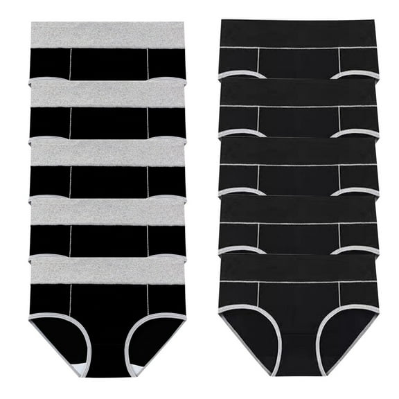 REORIAFEE Womens Briefs Cotton Underwear 10PC High Waist Briefs Strech Breathable Panties Soft Comfortable Underwear Lingerie Black L