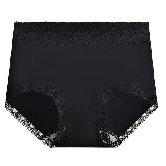 REORIAFEE Womens Briefs Cotton Underwear Mid Waist Briefs Strech Breathable Panties Soft Comfy Underwear Lingerie Black M