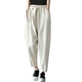 thumbnail image 1 of REORIAFEE Womens Harem Pants Button Front Palazzo Pants with Pockets High Waisted Casual Pants Lightweight Baggy Stretchy Slacks 2024 Trending Fashion Clothing, 1 of 5