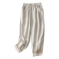thumbnail image 1 of REORIAFEE Womens Linen Pants Petite Tapered Palazzo Pants with Pockets High Waisted Casual Pants Lightweight Baggy Stretchy Slacks 2024 Trending Fashion Clothing, 1 of 9