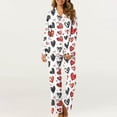 thumbnail image 1 of REORIAFEE Womens Pajamas Set 2 Pack Valentine's Day Heart Graphic Lapel with Buttons Pockets Pajama Sets Long Sleeve Shirt and Pants Pjs Set Soft 2 Piece Loungewear Gifts Suits White XXXL, 1 of 7