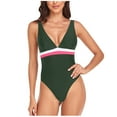 thumbnail image 1 of REORIAFEE Womens Swimsuits One Piece Fashionable Bathing Suit Backless One Piece Patchwork Swimwear Beachwear Bikini Tops Green M, 1 of 8