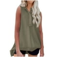 thumbnail image 1 of REORIAFEE Womens Tank Tops Loose Fit Athletic Sleeveless Tops Crewneck Tanks Irregular Hem Button Up Shirts Solid Print Pullover High Low Wide Strap Vest Summer Going Out Army Green, 1 of 6
