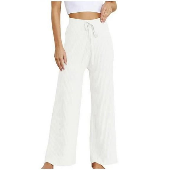 REORIAFEE Womens Track Pants with Pockets Wide Leg Petite Solid Print Palazzo Pants Running Gym Pull On High Waisted Casual Pants Lightweight Baggy Stretchy Slacks 2024 Trending Fashion Clothing