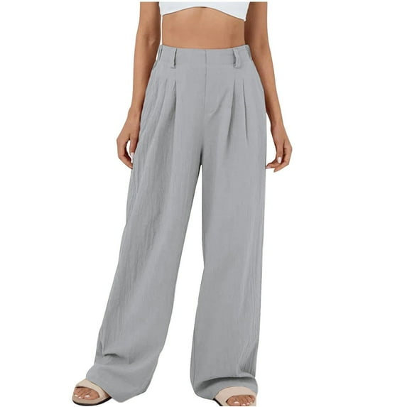 REORIAFEE Womens Wide Leg Pants Plus Size Solid Print Palazzo Pants Scrunch Butt Lift High Waisted Casual Pants Lightweight Baggy Stretchy Trousers 2024 Trending Fashion Clothing