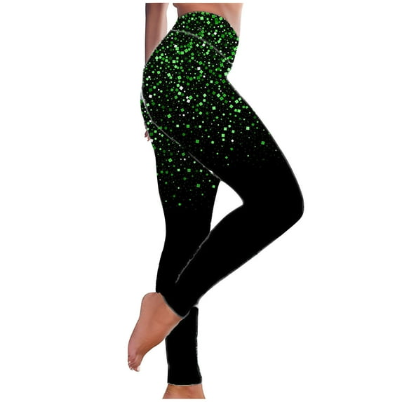 REORIAFEE Workout Butt Lift Leggings High Waisted Scrunch Butt Athletic Leggings Sparkly Shiny Print Yoga Pants Soft Opaque Slim Exercise Pants for Running Workout Elastic Tights Green S
