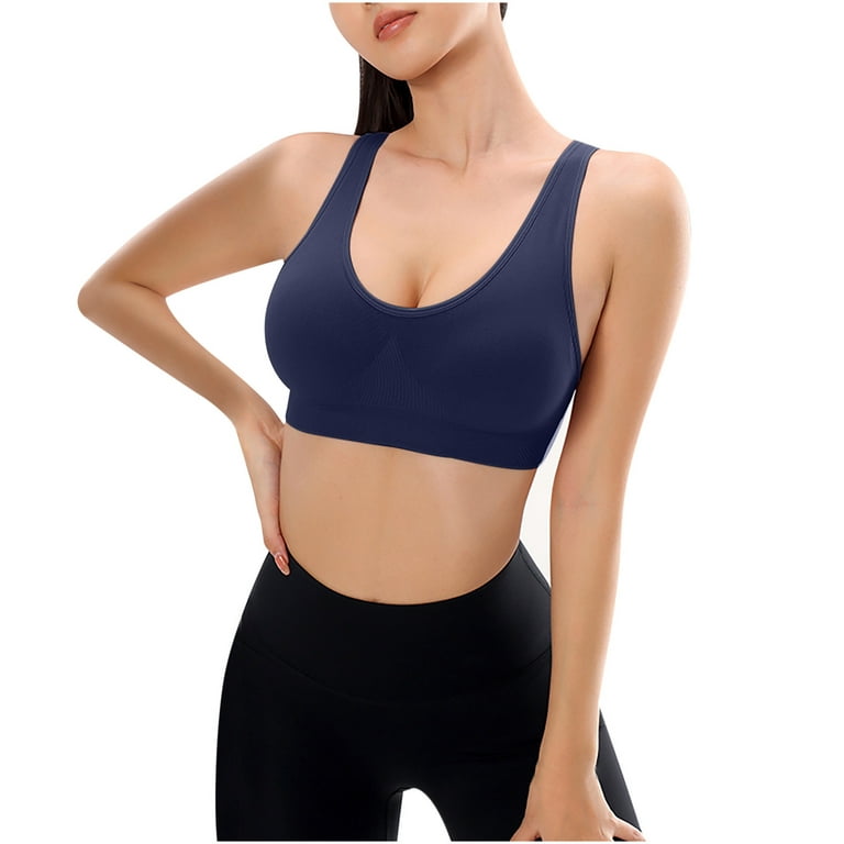 REORIAFEE Yoga Women's Sports Bra Sports Underwear Fall Yoga Wear Running  Training Vest Breasted Bra Blue M