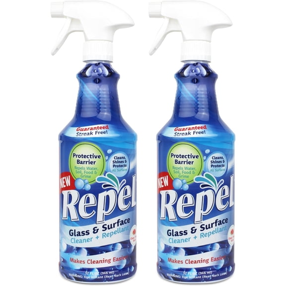 REPEL Glass & Surface Cleaner 32 fl. oz. - Cleans & Repels water spots and dirt on glass, mirror, tile and multi surface by UNELKO (2)
