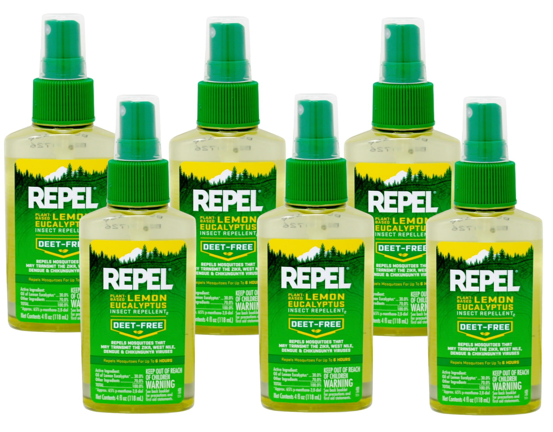 REPEL PlantBased Lemon Eucalyptus Insect Repellent, Pump Spray, 4Ounce, 6Pack