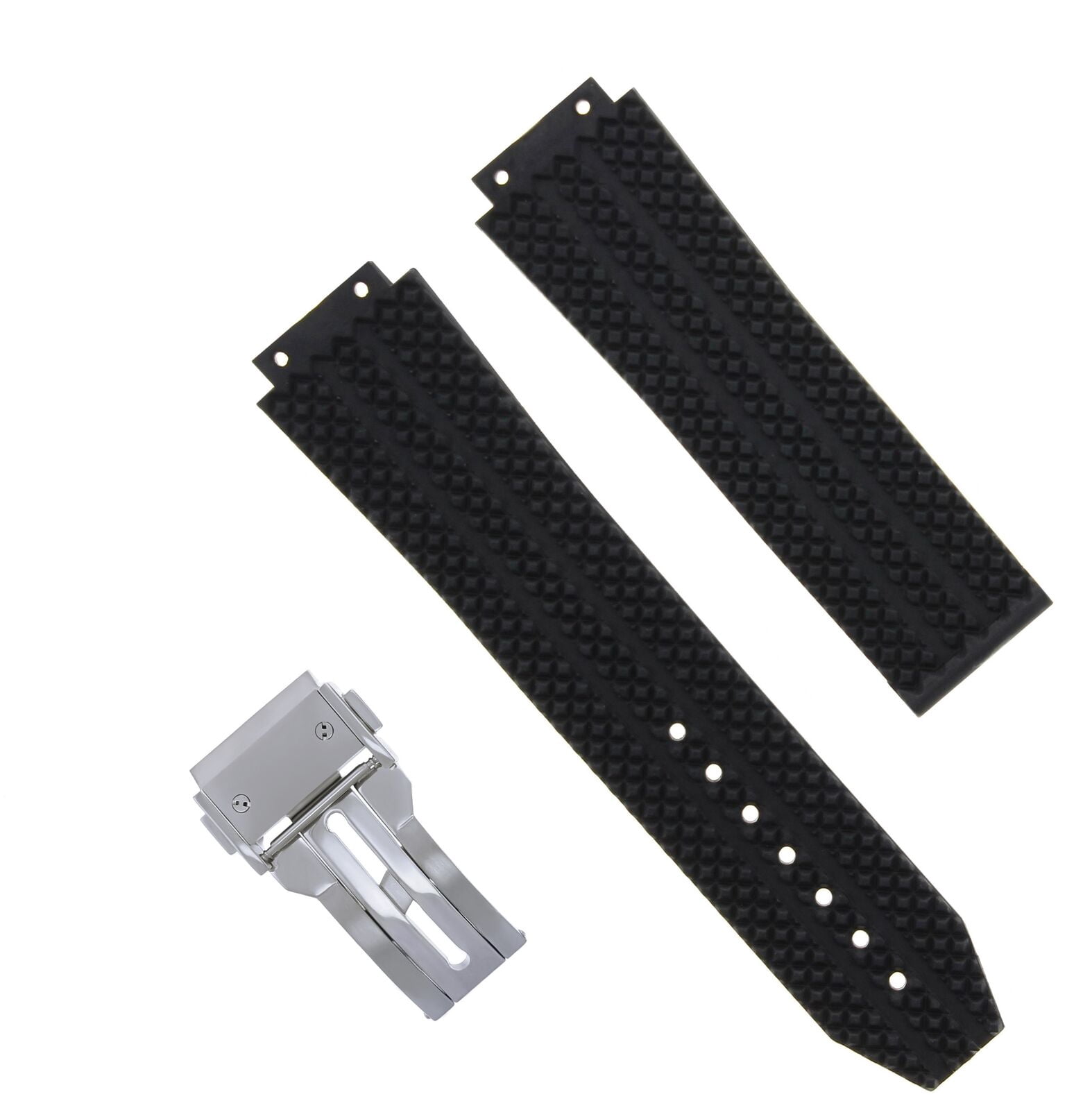 Ewatchparts 24mm Leather Watch Band Strap Rubber Compatible With 44-45mm Hublot H Big Bang : Ewatchparts