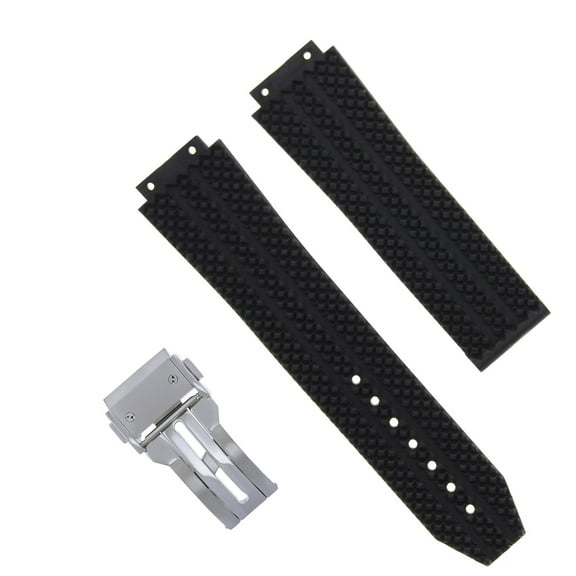 REPLACEMENT 24MM RUBBER BAND STRAP CLASP FIT HUBLOT BIG BANG 44-45MM WATCH BLACK