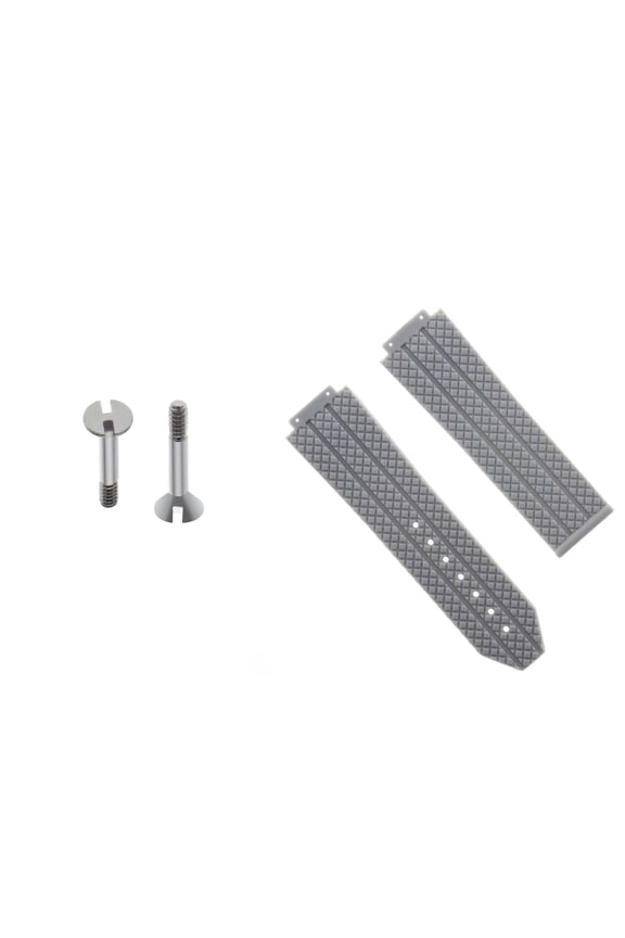 REPLACEMENT 24MM RUBBER BAND STRAP FOR HUBLOT 44-45 H BIG BANG  2 SCREW GREY