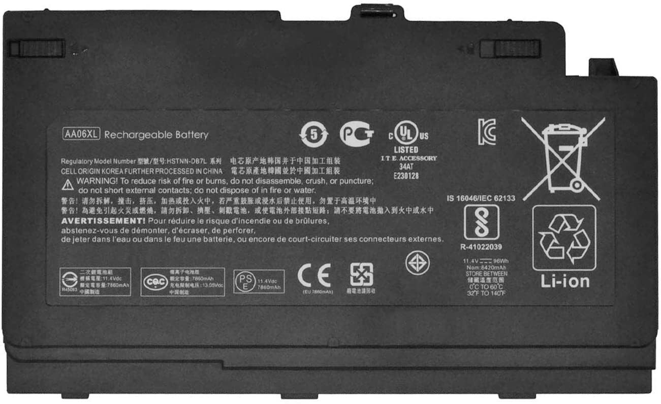 REPLACEMENT AA06XL 852711-850 BATTERY FOR HP ZBOOK 17 G4 11.4V 96WH HSTNN-DB7L