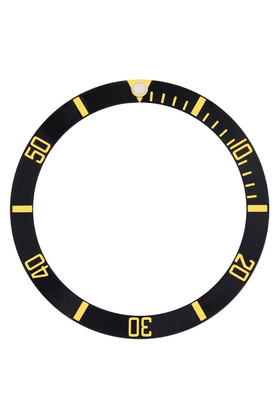 REPLACEMENT BEZEL INSERT BLACK FOR WATCH WITH GOLD FONT 37.60MM X 30.70MM
