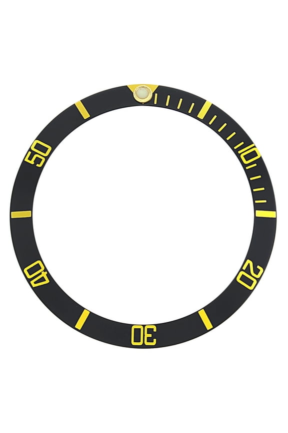 REPLACEMENT BEZEL INSERT BLACK WITH GOLD FONT FOR WATCH 33.40MM X 28MM
