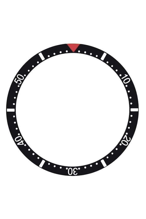 REPLACEMENT BEZEL INSERT BLACK WITH RED TRIANGLE FOR WATCH 37.50MM X 30.50MM