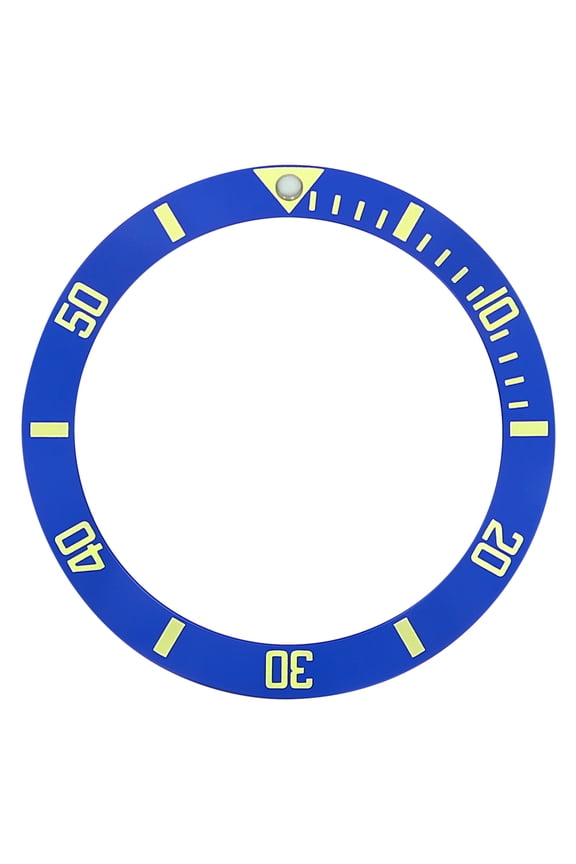REPLACEMENT BEZEL INSERT BLUE WITH GOLD FONT FOR WATCH 37.90MM X 30MM