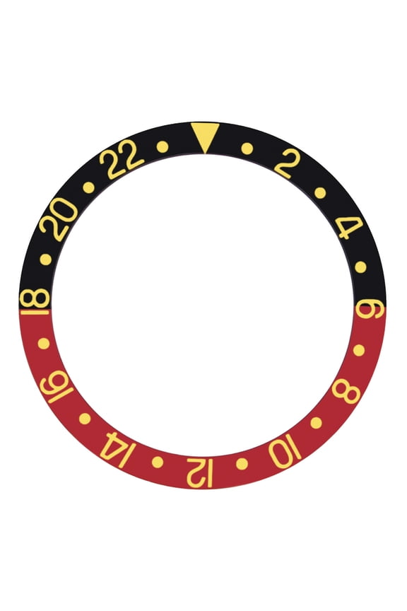 REPLACEMENT BEZEL INSERT RED/BLACK WITH GOLD FONT FOR WATCH 37.80MM X 30.20MM