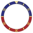 thumbnail image 1 of REPLACEMENT BEZL INSERT BLUE/RED WITH GOLD FONT FOR WATCH 37.60MM X 30.70MM, 1 of 2